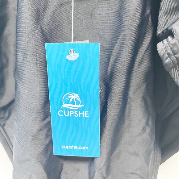 Cupshe Women's Black Cheeky Underwire Tummy Control One Piece Swimsuit Large - Picture 5 of 7